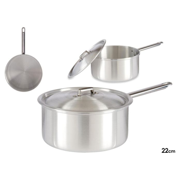 Kinvara Cazo de Aluminio con Tapa 22 cm, Capacidad 4 L, Apto para Gas y Horno, Color Plata (Set de 10) 0 Kinvara Cazo de Aluminio con Tapa 22 cm, Capacidad 4 L, Apto para Gas y Horno, Color Plata (Set de 10) 0
