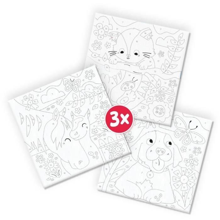 Pintura por números sobre lienzo - 3 mascotas - SES CREATIVE 1 Pintura por números sobre lienzo - 3 mascotas - SES CREATIVE 1