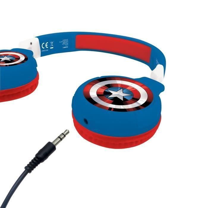 Lexibook Auriculares Avengers Bluetooth 2 en 1 Plegables para Niños con Limitación de Sonido y 12h de Autonomía Inalámbrica 1