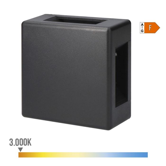 Edm Aplique LED cuadrado 4 proyecciones 6W 516lm 3000K luz cálida IP54 11.5x11.5x5cm Edm Aplique LED cuadrado 4 proyecciones 6W 516lm 3000K luz cálida IP54 11.5x11.5x5cm