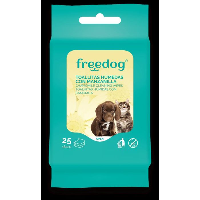 Freedog Toallitas Humedas Manzanilla Pocket 25Ud 18x20 cm