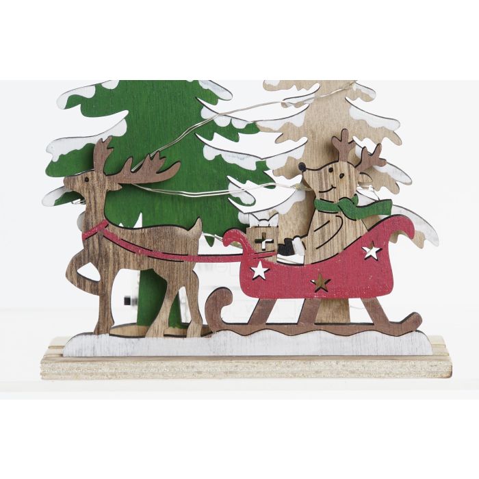 DKD Home Decor Decoración Luminosa Navidad Alpina Bosque, Madera con Luces LED, Rojo Verde Natural, Set 6 Unidades a pilas AA 3 DKD Home Decor Decoración Luminosa Navidad Alpina Bosque, Madera con Luces LED, Rojo Verde Natural, Set 6 Unidades a pilas AA 3