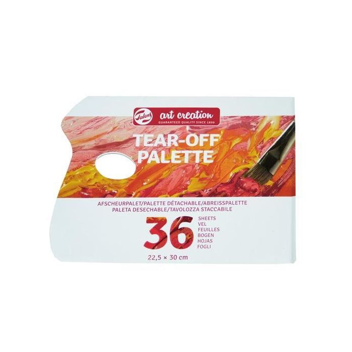 Talens Arts Creation Paleta Desechable para Pintura, 22.5x30 cm, 36H, Papel Impermeable y Antiacete con Orificio para Pulgar