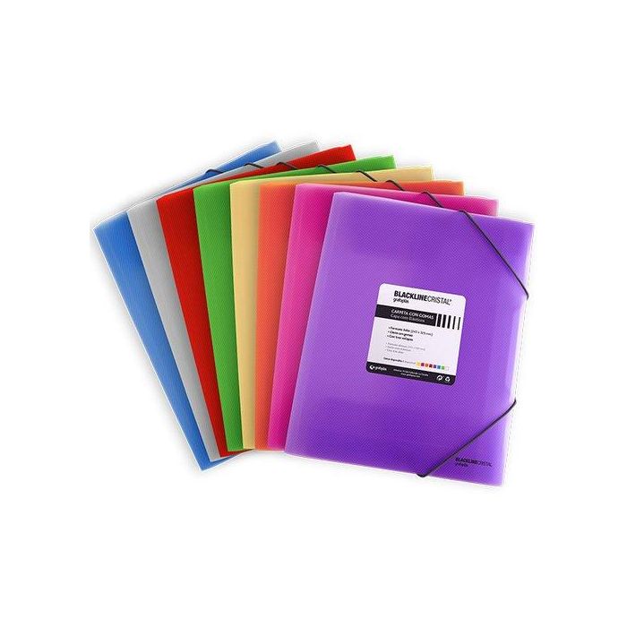 Carpeta De Gomas Y Solapas Grafoplas Pp Blackline Fº Azul (Set de 6)