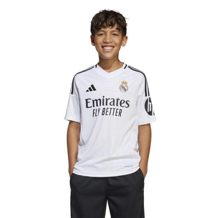 Camiseta de Fútbol de Manga Corta para Niños Adidas Real H Jsy Blanco 45 5