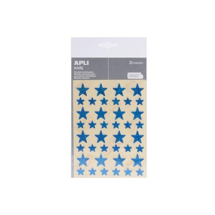 Gomets Apli Metalizados Bolsa 3H Estrella Surt.(Gde.Y Peq.) Holografica Azul 120 Uds. (12057) (Set de 10)