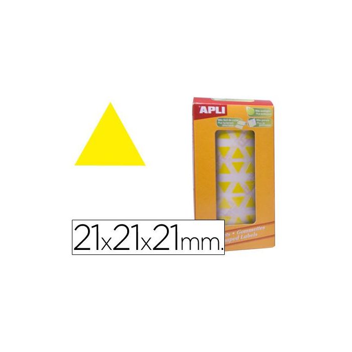 Gomets Autoadhesivos Triangulares 21x21x21 mm Amarillo Rollo De 2832 Unidades