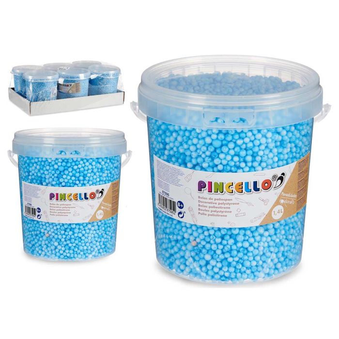 Pincello Bote de Bolas de Poliespan Azul 13.5x14x14 cm (6 Unidades)