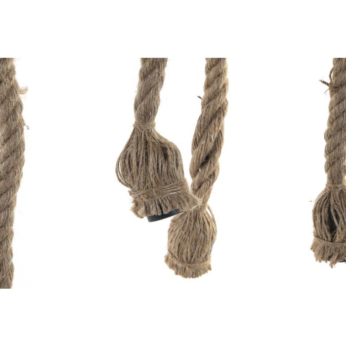 DKD Home Decor Lámpara Techo Balines Bambú Cuerda Metal Marrón Claro 10 x 60 x 80 cm (2 Unidades) 6 Bombillas 3
