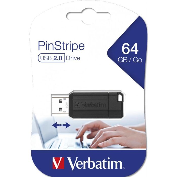 Verbatim Pendrive Store'N'Go Pinstripe 64 grb Hi-Speed Retráctil Usb 2.0 Negro Verbatim Pendrive Store'N'Go Pinstripe 64 grb Hi-Speed Retráctil Usb 2.0 Negro