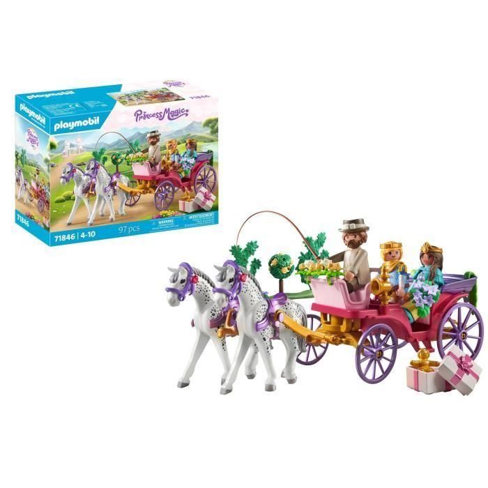 Playmobil 71846 Set de Juego Paseo en Carruaje Princess con Príncipe y Princesa Elegante, Caballos y Regalo para Niños +4 años 3