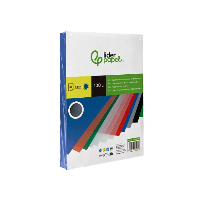 Liderpapel Tapas Polipropileno A4 0.5mm Azul Opaco Paquete 100 Unidades 2 Liderpapel Tapas Polipropileno A4 0.5mm Azul Opaco Paquete 100 Unidades 2