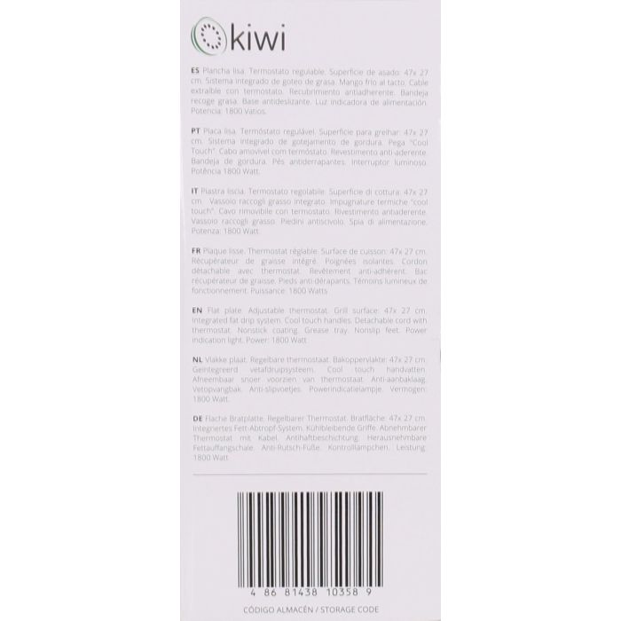 Kiwi Plancha Asar Eléctrica 47 x 27 cm 2