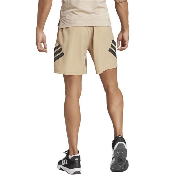 Pantalón Corto Deportivo Adidas Gym+ 3 Bandas Short Blanco Natural Hombre 4