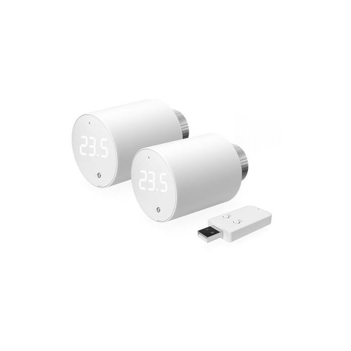 Shelly 2x Blu TRV & Blu Gateway Gen3 Termostato Inteligente Blanco con WiFi y BLU, Programable, Control Giratorio, apto para Interior