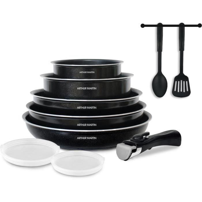 Arthur Martin ART3508510045735 Batería de Cocina 10 Piezas Aluminio, Compatible con Todo Excepto Inducción, Negro Arthur Martin ART3508510045735 Batería de Cocina 10 Piezas Aluminio, Compatible con Todo Excepto Inducción, Negro