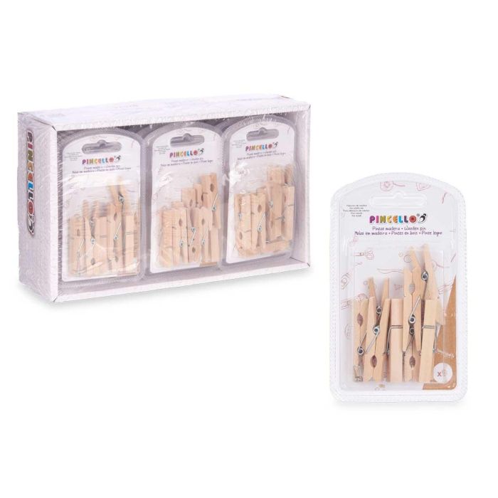 Set 9 Pinzas Madera Natural Grd Pincello 7X12CM (24 Unidades) 2 Set 9 Pinzas Madera Natural Grd Pincello 7X12CM (24 Unidades) 2