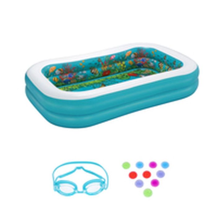 Bestway Piscina Hinchable 2 Camaras Fondo 3D Marino con Accesorios 262x175x51 cm +3 Años Jardin 54177 6