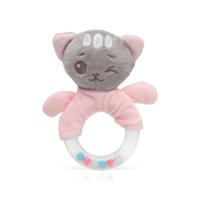 KioKids Peluche Sonajero Gatito Rosa Extremadamente Suave con Anilla para Bebé +3 Meses - Colección Dolci Amici 2 KioKids Peluche Sonajero Gatito Rosa Extremadamente Suave con Anilla para Bebé +3 Meses - Colección Dolci Amici 2