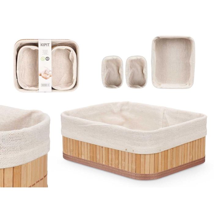 Set 3 Organizadores de Bambú Blanco Kipit - 25x9x20 cm y 17x11x8 cm (12 Unidades) Set 3 Organizadores de Bambú Blanco Kipit - 25x9x20 cm y 17x11x8 cm (12 Unidades)