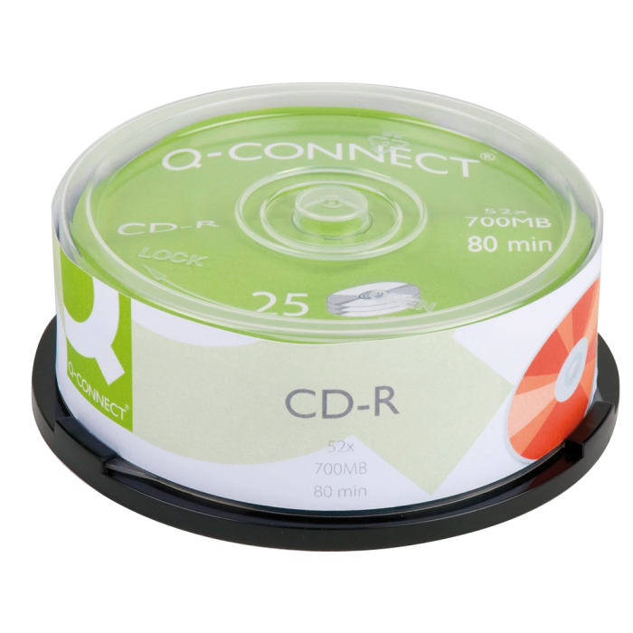 Q-connect CD-R Capacidad 700MB Velocidad 52x Duración 80min Bote 25 Unidades 1 Q-connect CD-R Capacidad 700MB Velocidad 52x Duración 80min Bote 25 Unidades 1