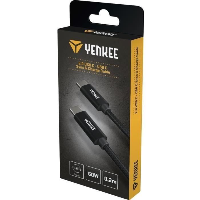 Cable USB-C de 0,2 m - YENKEE - YCU C02 BK 3 Cable USB-C de 0,2 m - YENKEE - YCU C02 BK 3