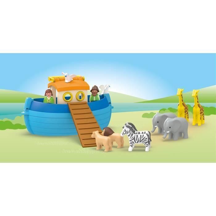 Playmobil Arca de Noé Maletín Junior. Set de juguete con figuras, 8 animales (elefantes, jirafas, cebras) y arca con rampa. Edad 1+ 1