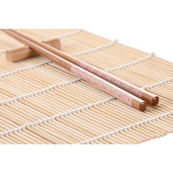 DKD Home Decor Set Sushi Oriental Fucsia 16 Piezas Bambú y Gres Apto Lavavajillas y Microondas 14.5x14.5x31 cm 3