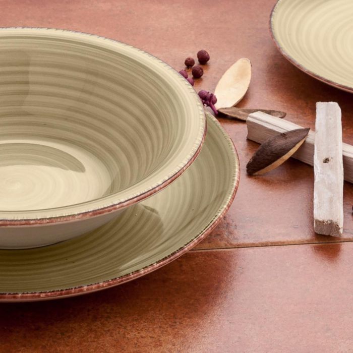 Quid Plato Hondo Cerámico Vita Natura Verde 21,5 cm (12 Unidades). Apto Lavavajillas, Microondas y Apilable, Pintado a mano 2 Quid Plato Hondo Cerámico Vita Natura Verde 21,5 cm (12 Unidades). Apto Lavavajillas, Microondas y Apilable, Pintado a mano 2