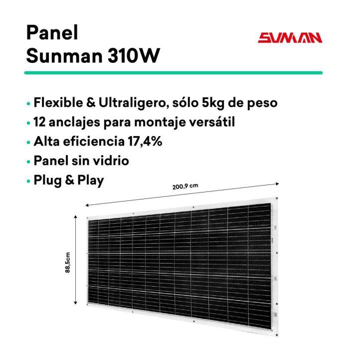 TORNASOL Kit solar autoinstalable 300W, panel solar monocristalino ultraligero flexible 8 TORNASOL Kit solar autoinstalable 300W, panel solar monocristalino ultraligero flexible 8