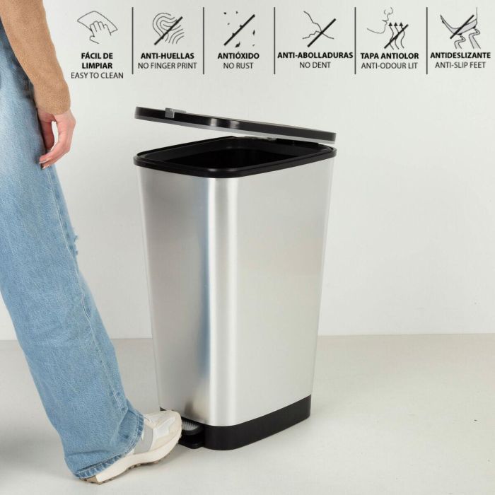 Cubo de basura Curver Gris Plástico 45 L (3 Unidades) 5 Cubo de basura Curver Gris Plástico 45 L (3 Unidades) 5