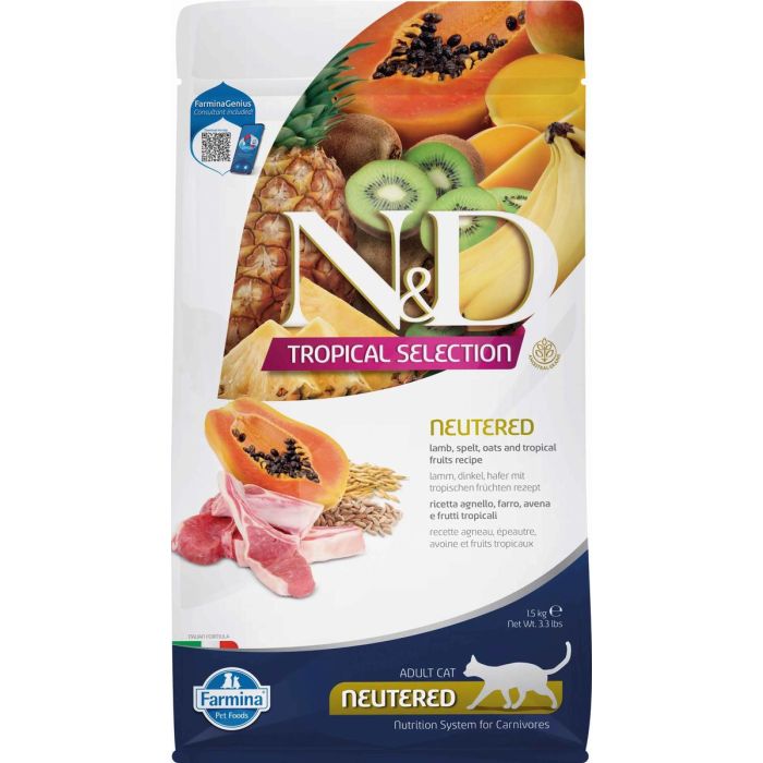 Farmina N&D Tropical Cat Neutered Cordero 1,5 kg