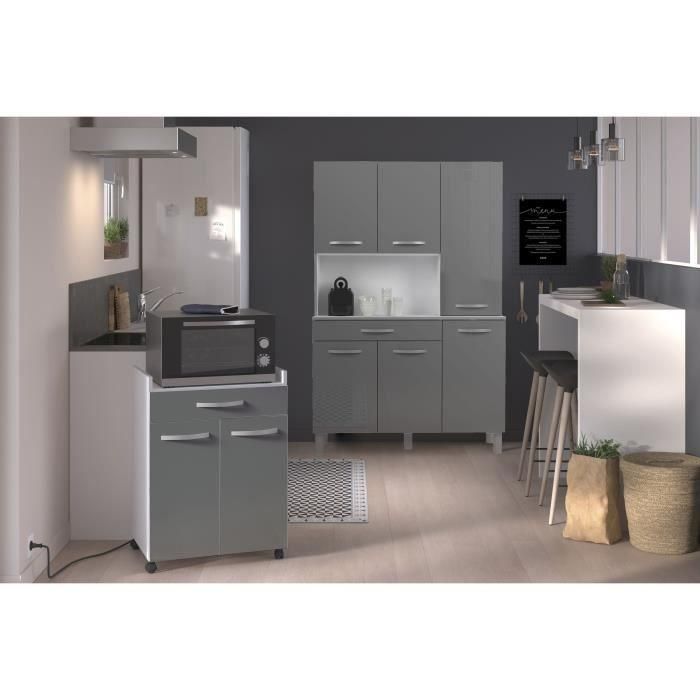 Carro OSLO 60 cm - 1 cajón y 1 puerta - L 60 x P 44 x H 81 cm - Color gris brillo - EKIPA 1 Carro OSLO 60 cm - 1 cajón y 1 puerta - L 60 x P 44 x H 81 cm - Color gris brillo - EKIPA 1