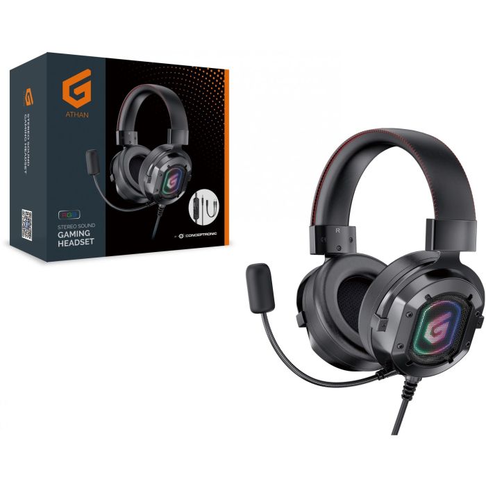 Conceptronic ATHAN03B Auriculares Gaming PC PS5 Xbox One con Micrófono, RGB, Jack 3.5 mm, Negro 1