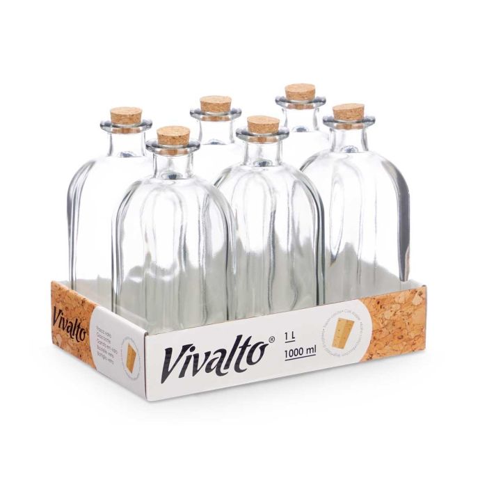 Frasca Vidrio 1000Ml Tapon Corcho Vivalto 9X22CM (18 Unidades) 2 Frasca Vidrio 1000Ml Tapon Corcho Vivalto 9X22CM (18 Unidades) 2