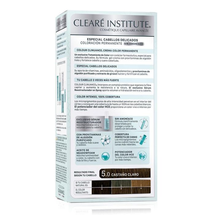 Clearé Institute COLOUR CLINUANCE Cabellos Delicados Tinte Semipermanente 5.0 Castaño Claro 1 Und
