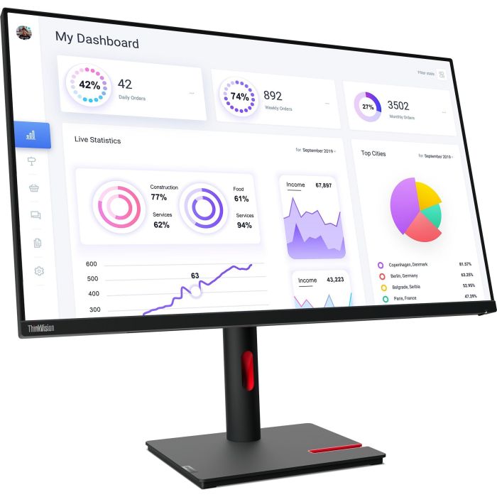 Lenovo ThinkVision T32p-30 Monitor 31.5" 4K UHD IPS (3840x2160) 4ms 60Hz HDMI DP USB-C Pivot Black 6