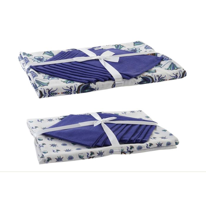 Mantel Tradicional DKD Home Decor Azul Blanco 250 x 0.5 x 150 cm Set de 9 (2 Unidades) Mantel Tradicional DKD Home Decor Azul Blanco 250 x 0.5 x 150 cm Set de 9 (2 Unidades)