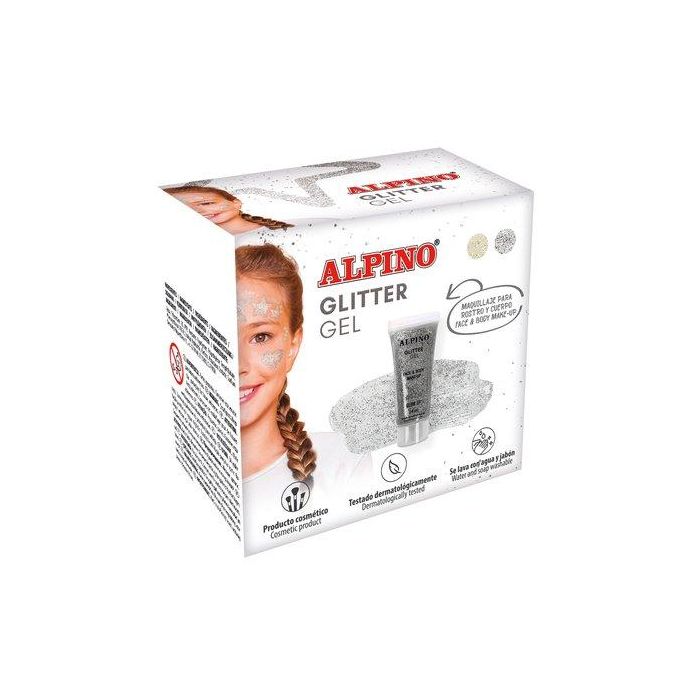 Alpino Gel Transparente con Purpurina Glitter - Caja de 6 Unidades Plata