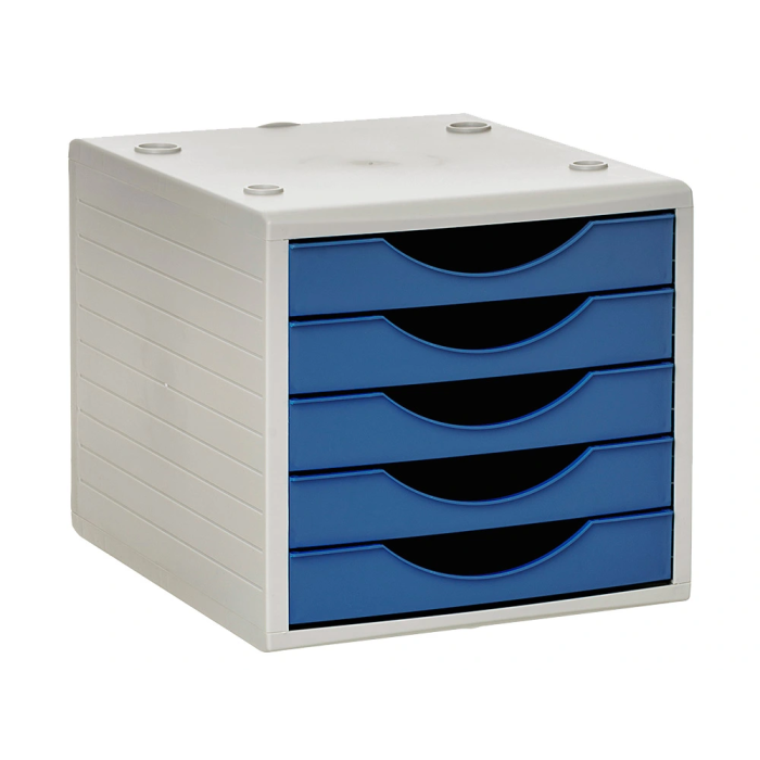Archivo 2000 2000 Fichero Cajones Sobremesa Oficina Hogar 5 Cajones Azul Poliestireno Reciclado 270x340x260 mm 1