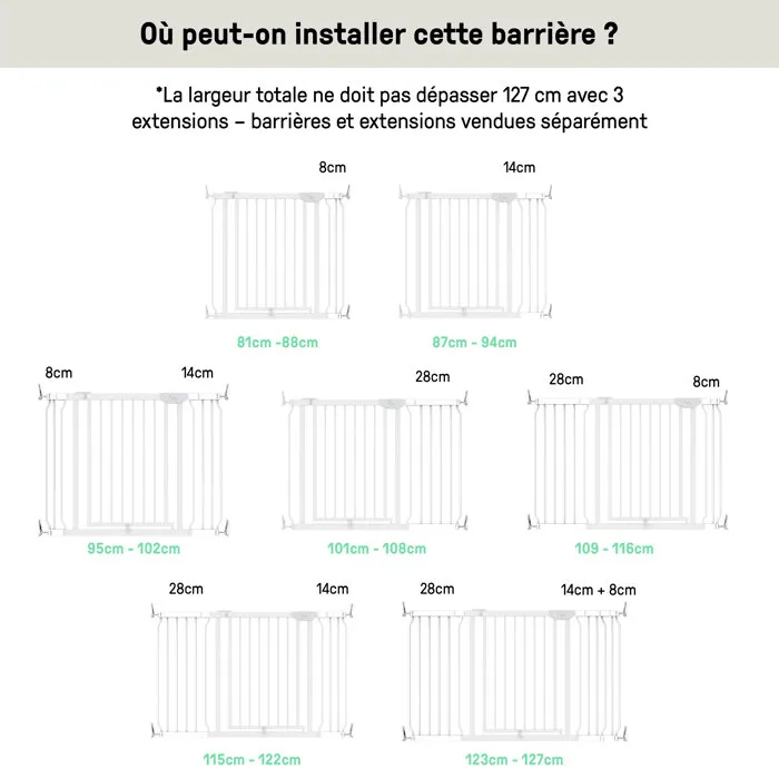 Ingenuity ING0074451173538 - Puerta de Seguridad Sin Taladrar, Instalación Fácil con Montaje a Presión, Ajustable 73-80 cm para Bebés y Niños en Escaleras