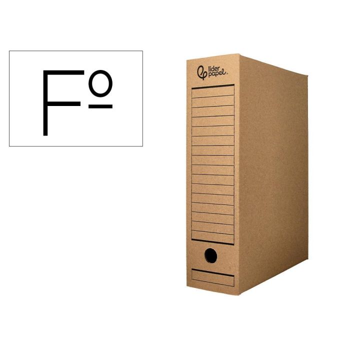 Caja Archivo Definitivo Liderpapel Folio Carton Reciclado 325 gr-M2 Lomo 100 mm Kraft 365x100x251 mm