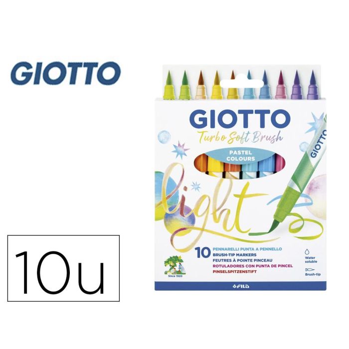 Rotulador Giotto Turbo Soft Brush Pastel Punta De Pincel Caja De 10 Unidades Colores Surtidos