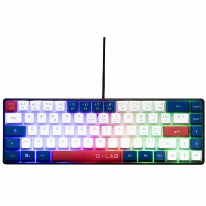 The G-Lab KEYZ-HYDRO-BWR/FR Teclado Gaming 60% Membrana, Teclas en Colores Azul, Blanco y Rojo