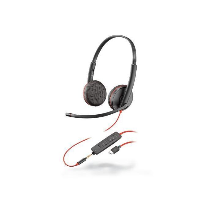 Poly C3225 Auriculares UC con Cable USB-C, 3.5mm, Micrófono Cancelación de Ruido, Sonido Estéreo Hi-Fi, Wideband
