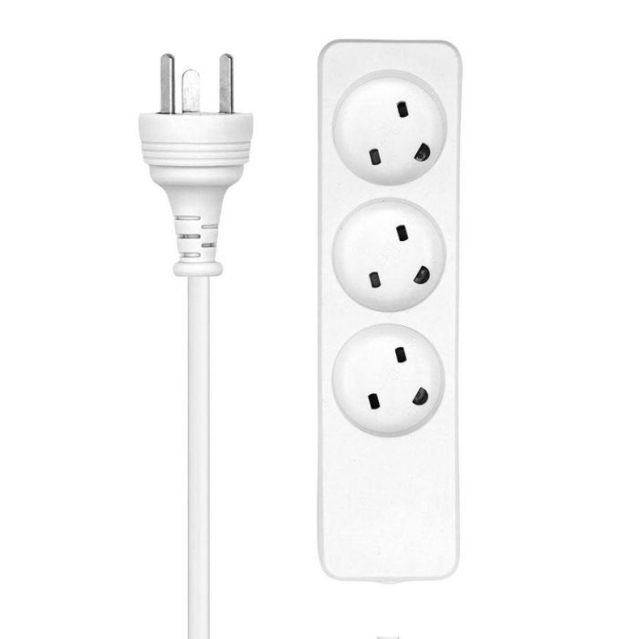 ProXtend Danish IT Regleta de 3 vías con protección contra sobretensiones, cable de 3M, color blanco 1