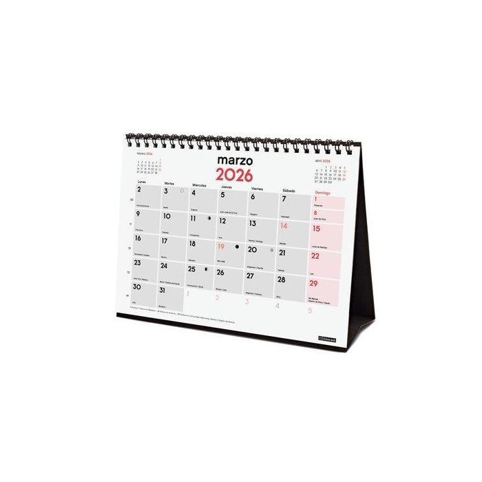 Finocam S-210x150 mm Mv Neutro Calendario de Sobremesa 2026 para Escribir y Planificar | Ideal Hogar y Oficina con Espiral Doble
