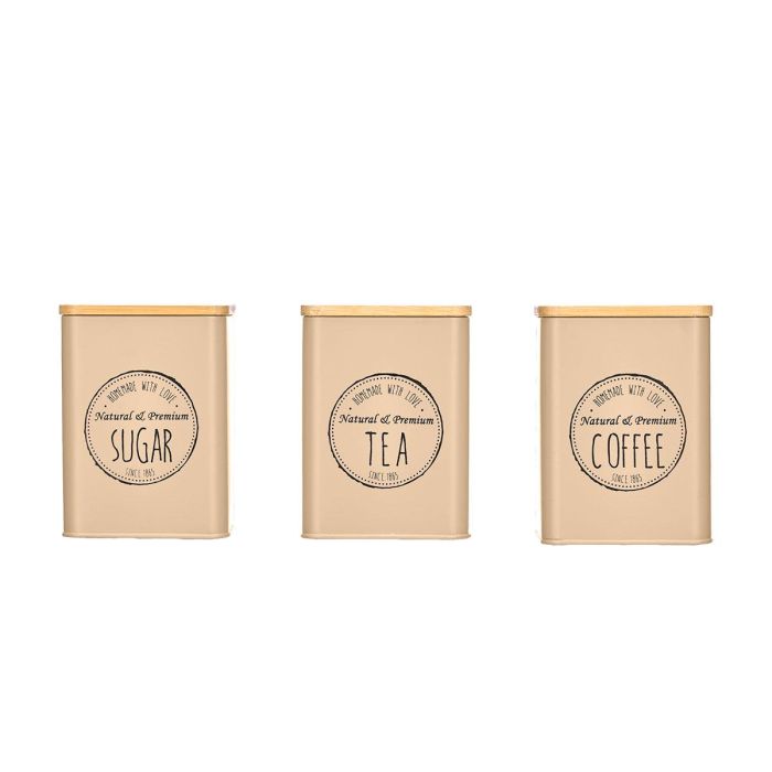 Tarro Tapa Bambu Beige Surtidos Kinvara 9x13x9cm (Set de 12) 2