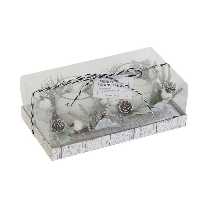 Vela Navidad Moderna DKD Home Decor Blanco 10 x 7 x 10 cm Set de 2 1