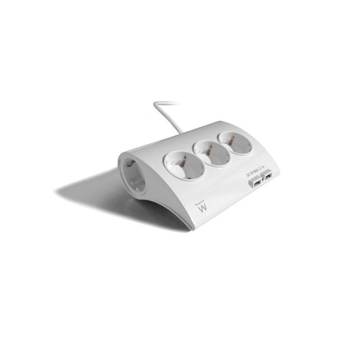 Regleta Enchufes 5 Tomas con Interruptor Ewent EW3932 1,5 m 2 x USB 2,1 A 2500W Blanco